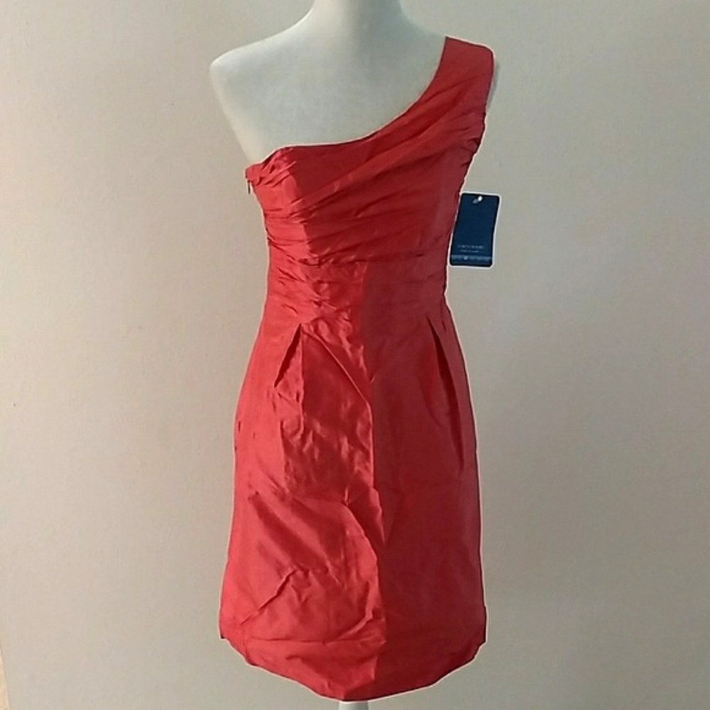 Metallic Coral Bridesmaid's Dress